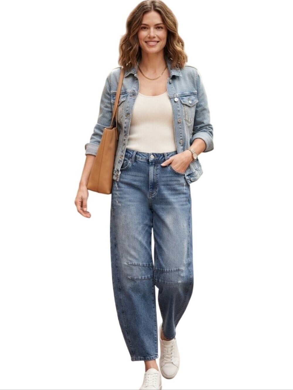 Barrel Jeans Cotton Blend Size L Trending Wide Leg Tapered